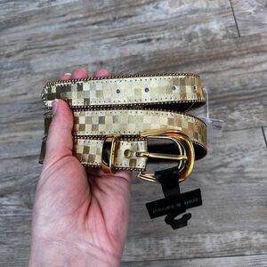 Croft & Barrow Gold Metallic Belt NWT Gold Checkered Waist Belt L 33 Old Money